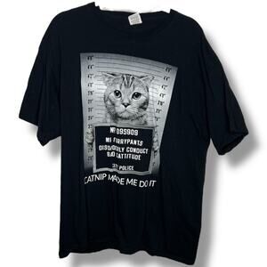 Men's Cat Mr. Furrypants Jail Bad Cattitude Graphic Tee Shirt Extra Large XL